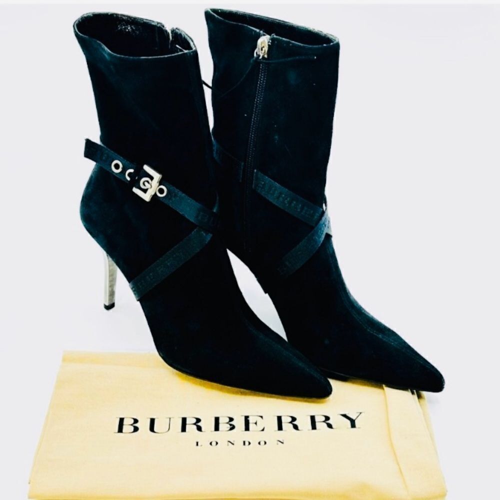 🛍️ Burberry Authentic Black Suede High Heel/ Boots